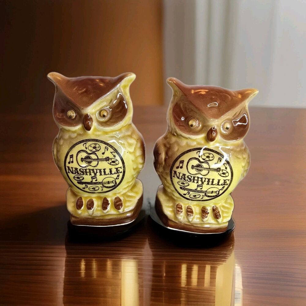 Vintage Scotty Japan Owl Figurine Salt And Pepper Shaker Set Ceramic Nashville